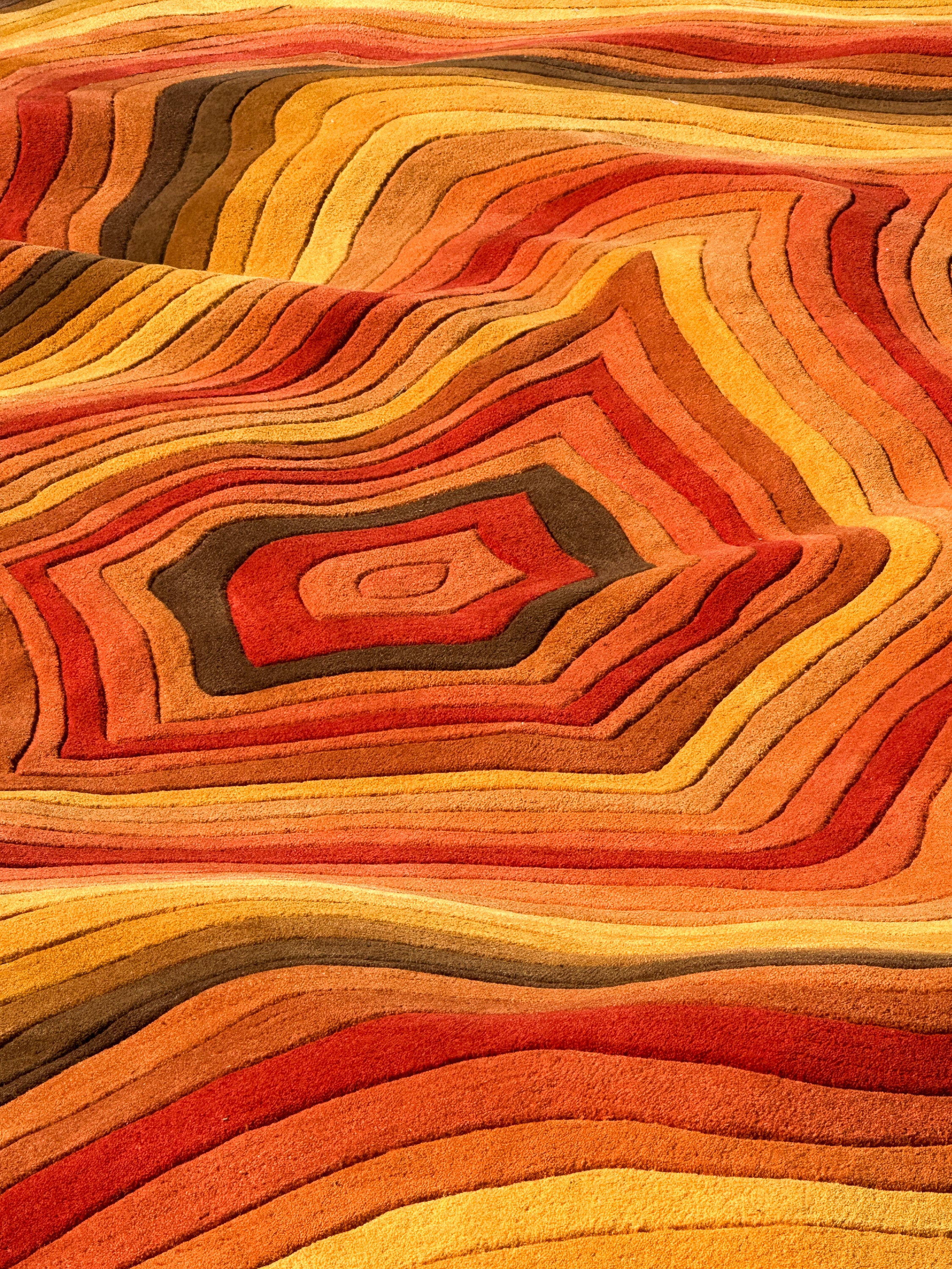 The Crystal rug top view showing hypnotic crystal-inspired geometry